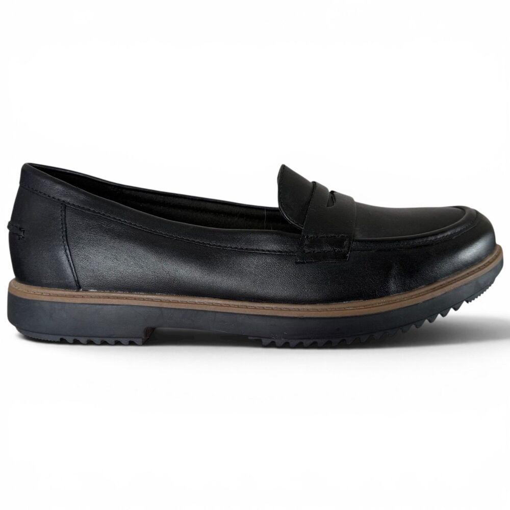 clarks somerset griffin milly leather vintage ivy black women's penny loafers 10